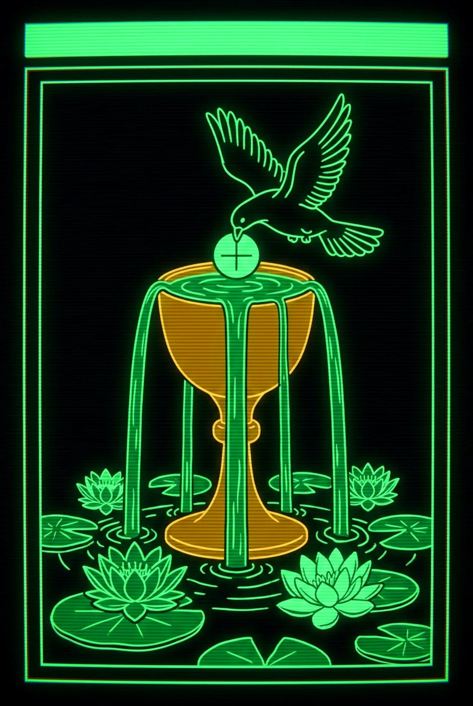 Ace of Cups, upright, a Phosphor tarot card