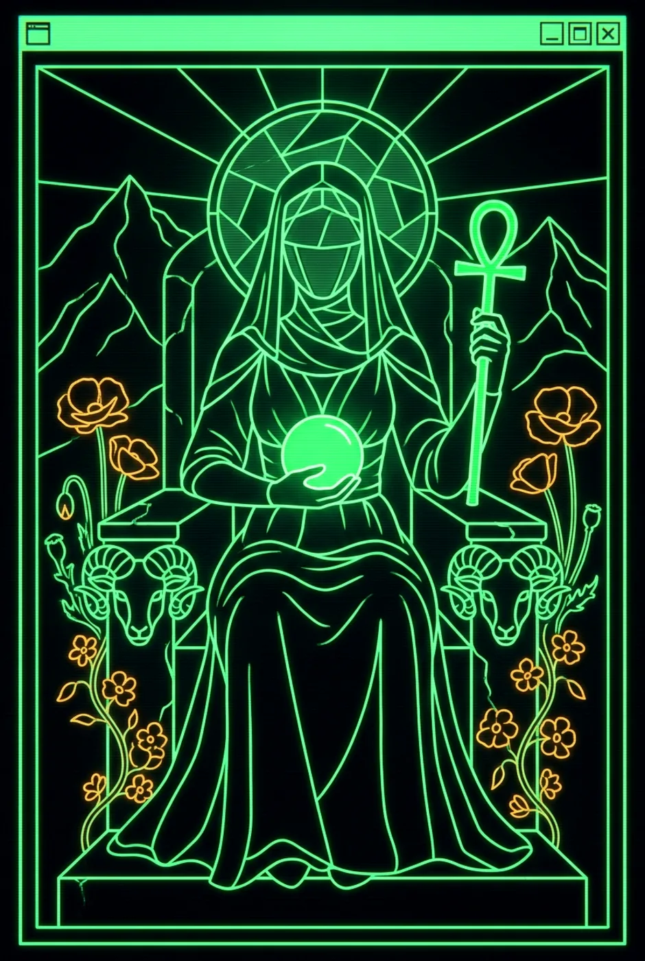 The Emperor, upright, a Phosphor tarot card