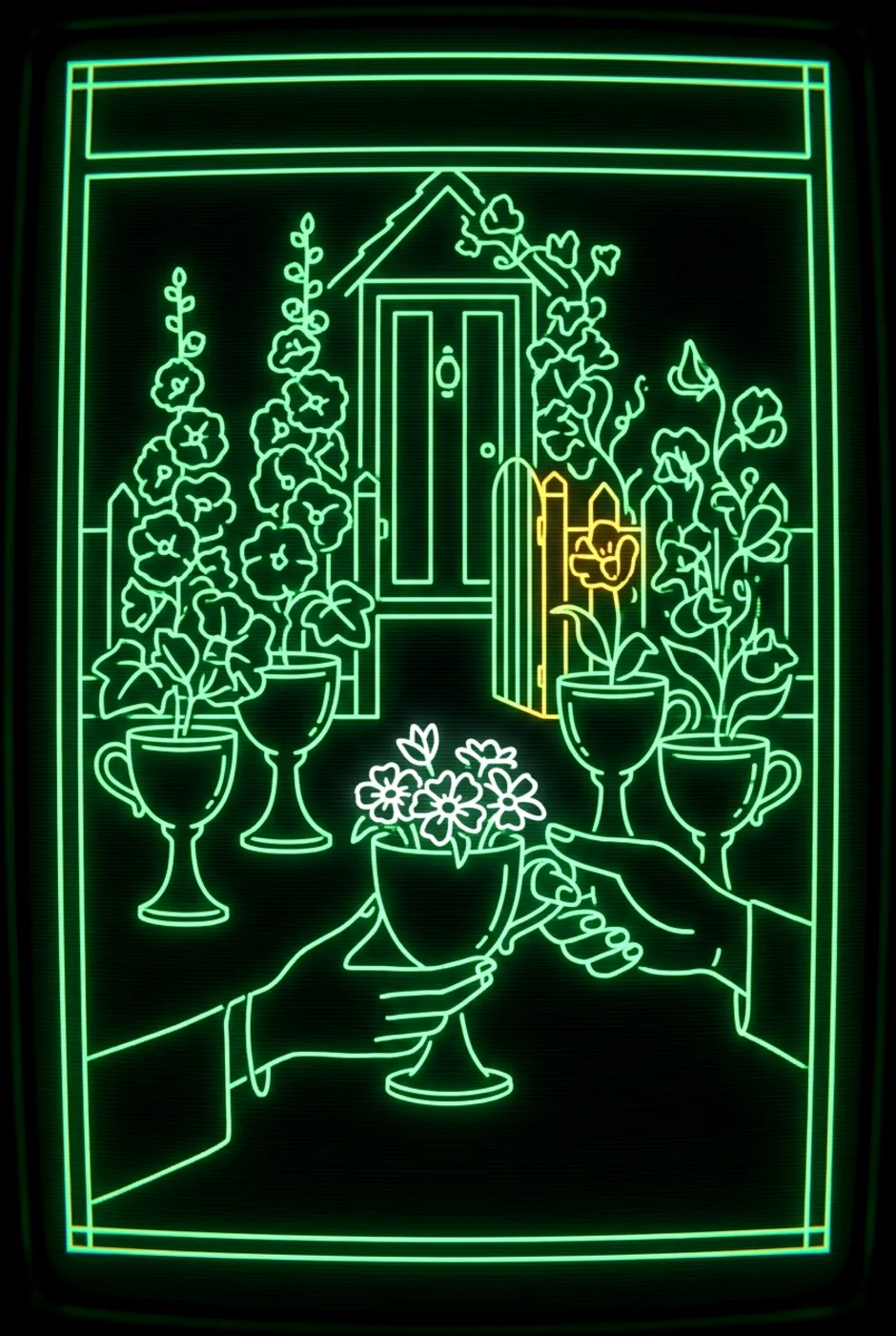 Six of Cups, reversed, a Phosphor tarot card