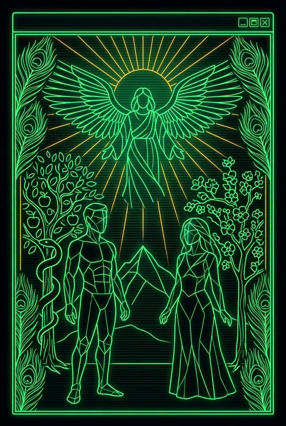 The Lovers, reversed, a Phosphor tarot card