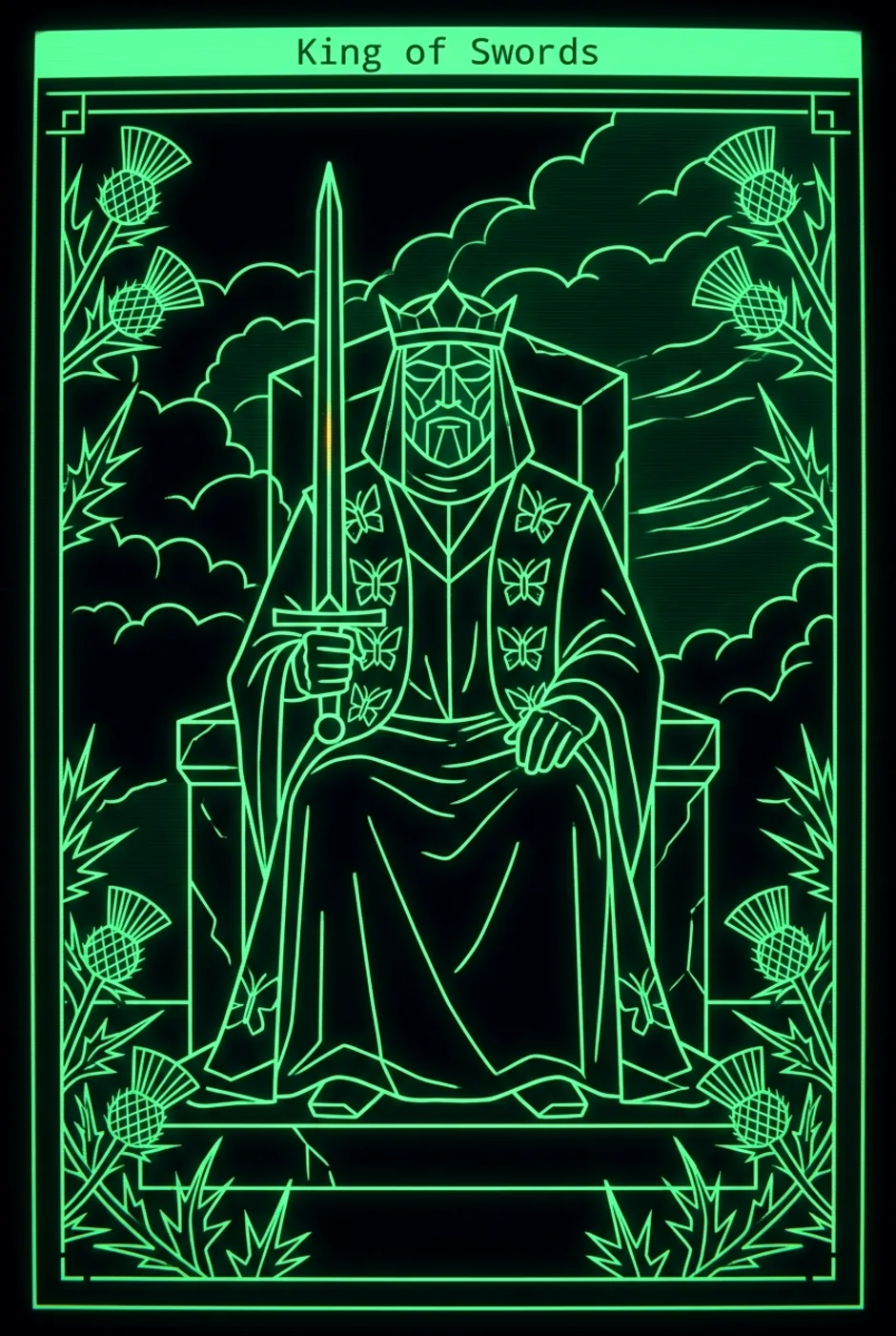 King of Swords, reversed, a Phosphor tarot card