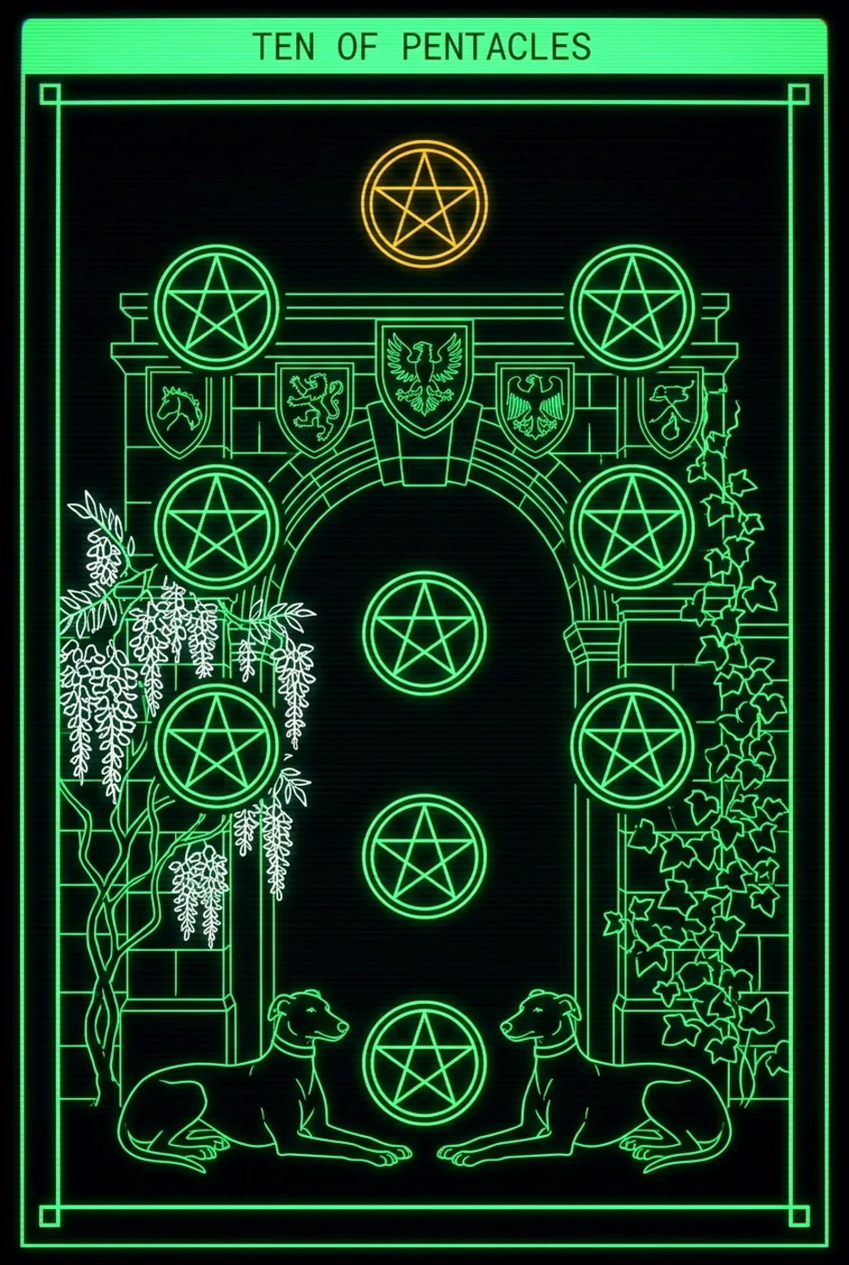 Ten of Pentacles, upright, a Phosphor tarot card