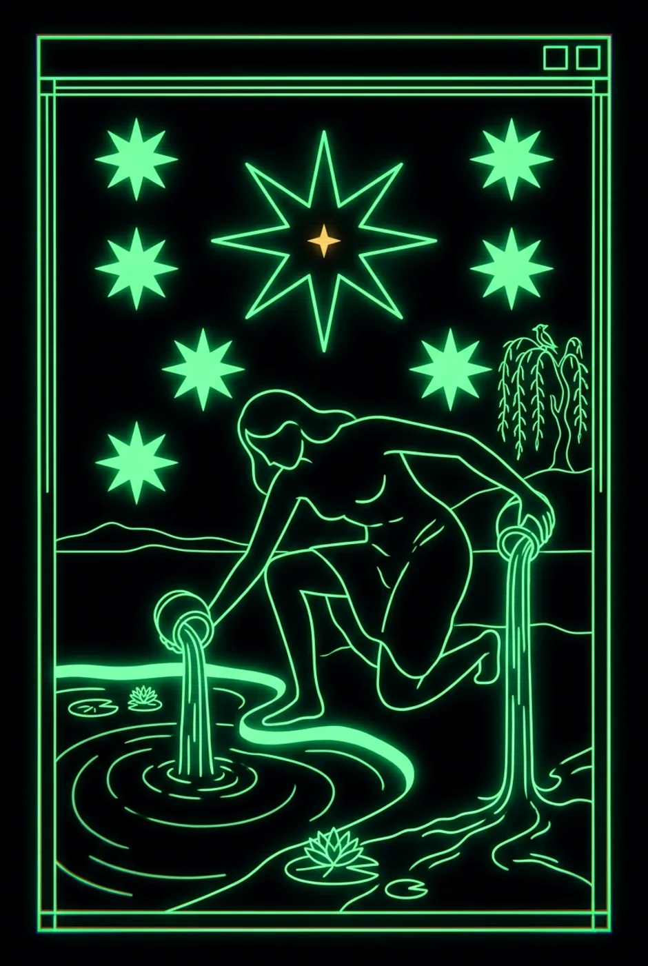 The Star, upright, a Phosphor tarot card