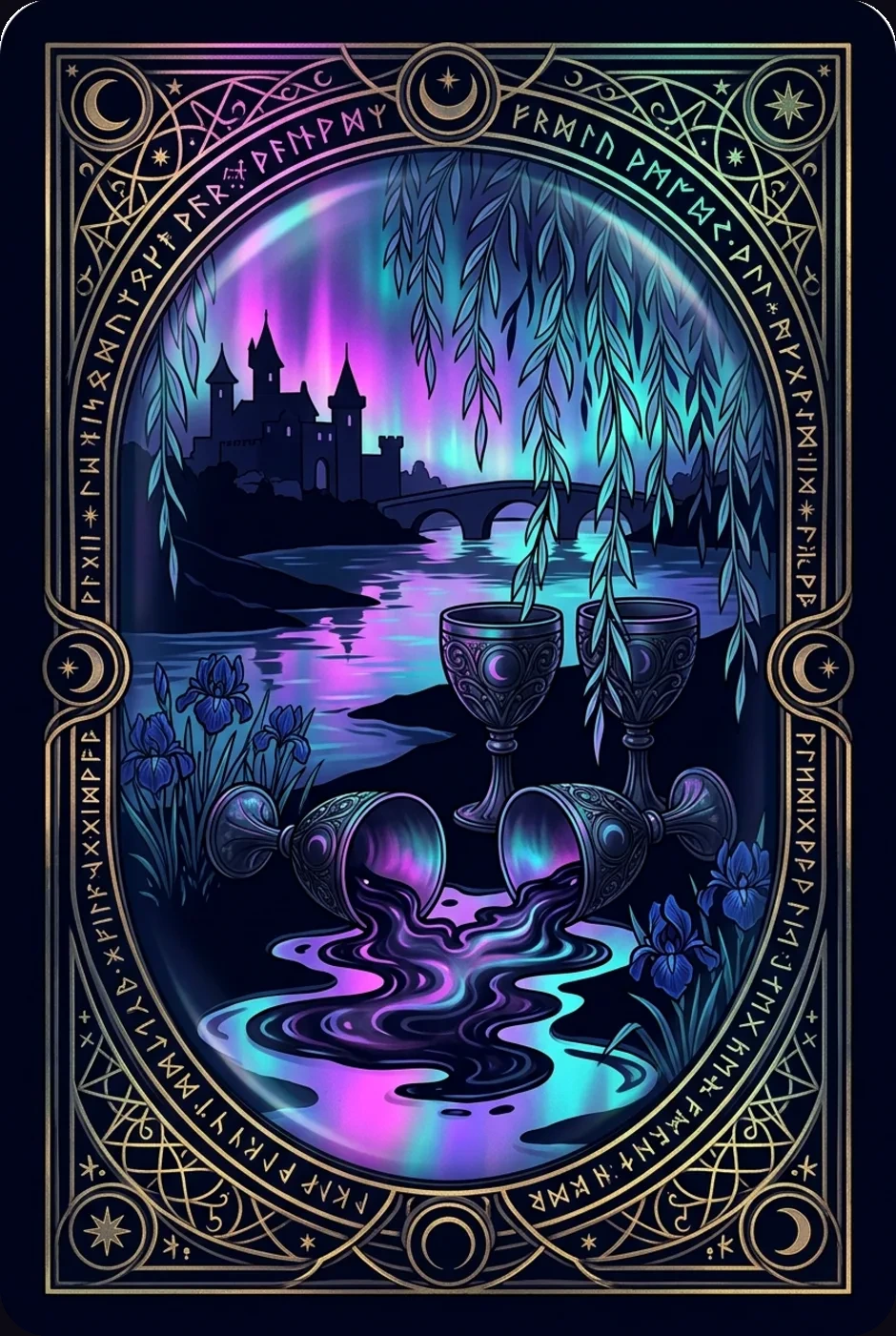 Five of Cups, upright, a Witching tarot card