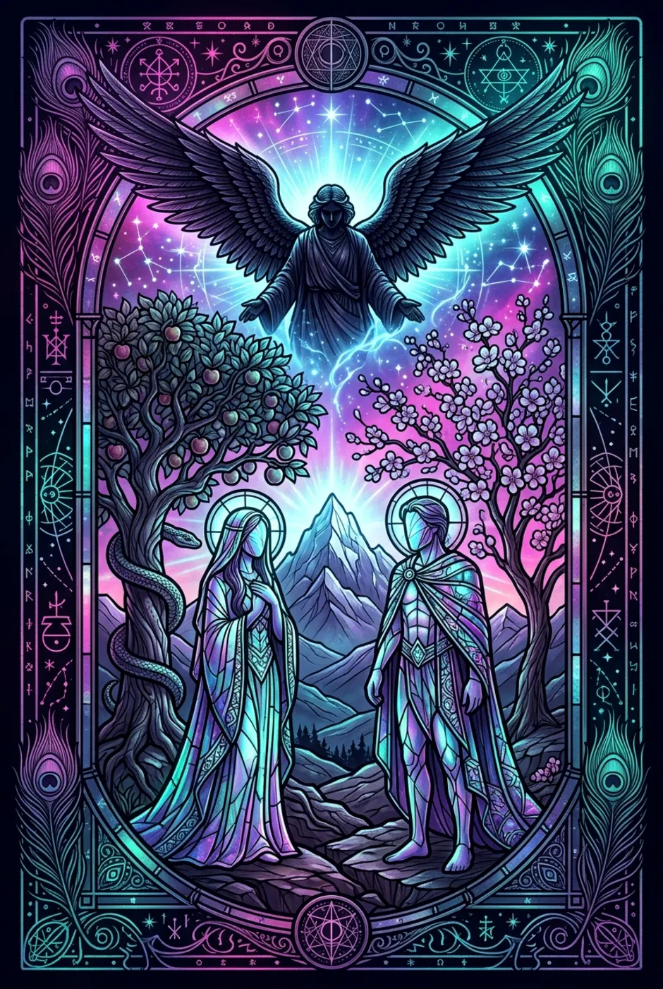 The Lovers, upright, a Witching tarot card