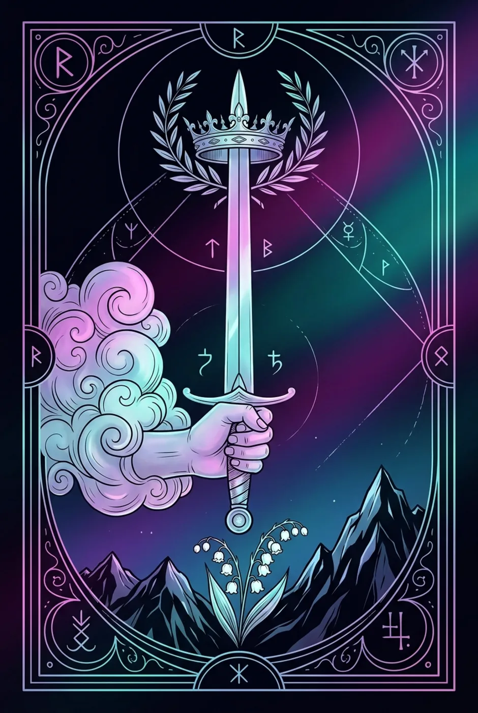Ace of Swords, upright, a Witching tarot card