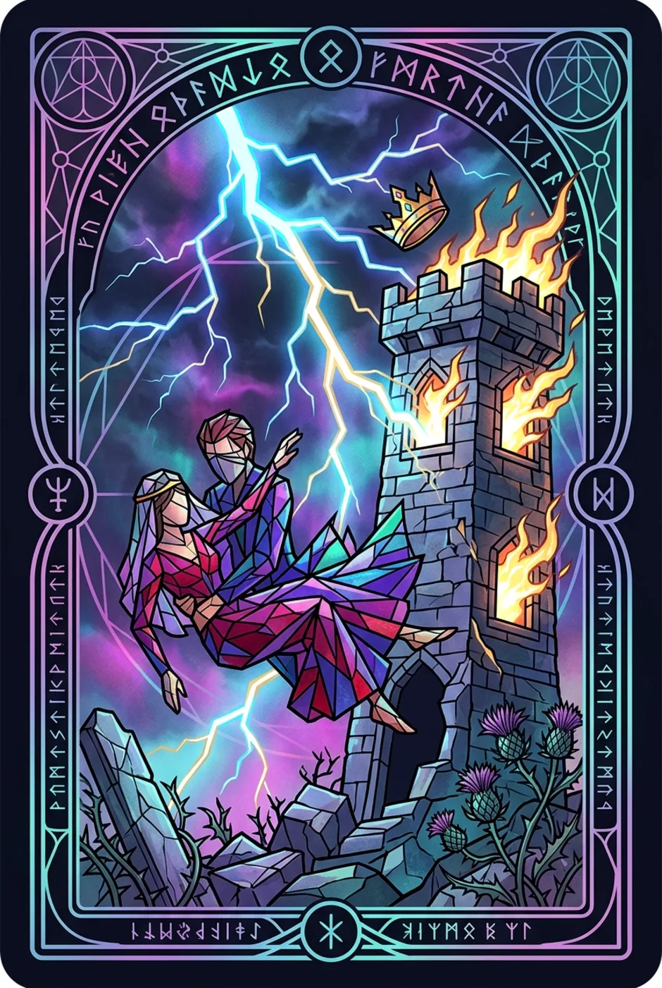 The Tower, reversed, a Witching tarot card
