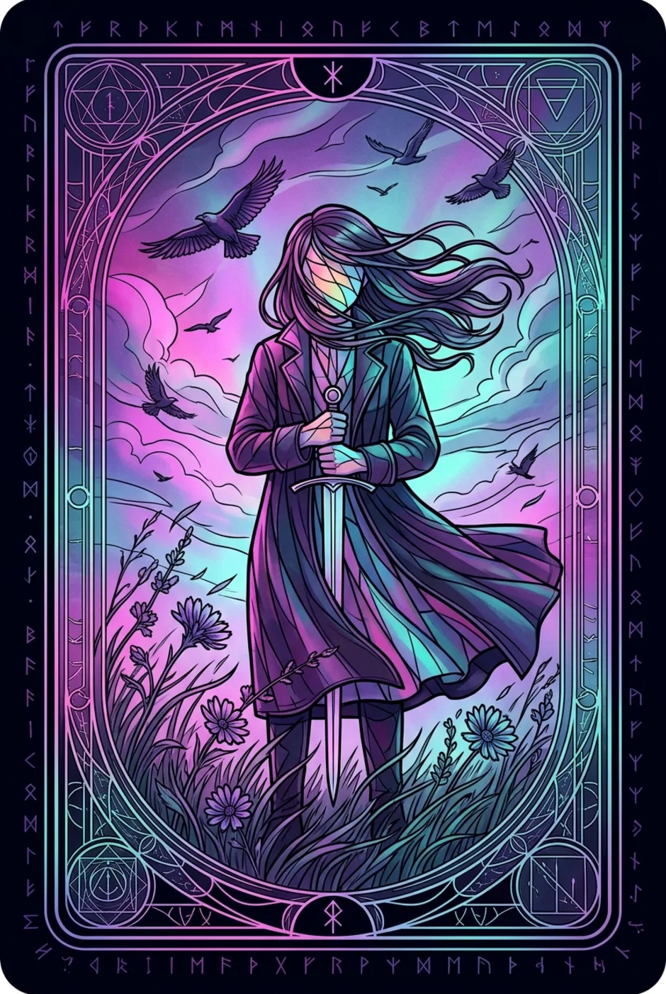Page of Swords, upright, a Witching tarot card