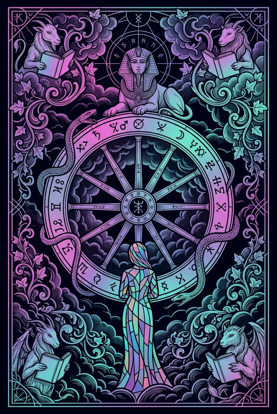 Wheel of Fortune, upright, a Witching tarot card