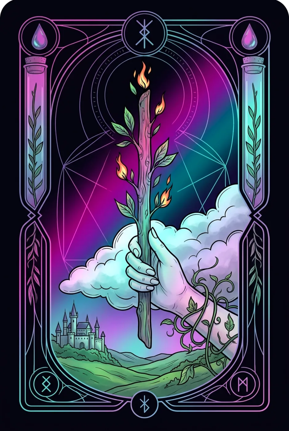 Ace of Wands, reversed, a Witching tarot card