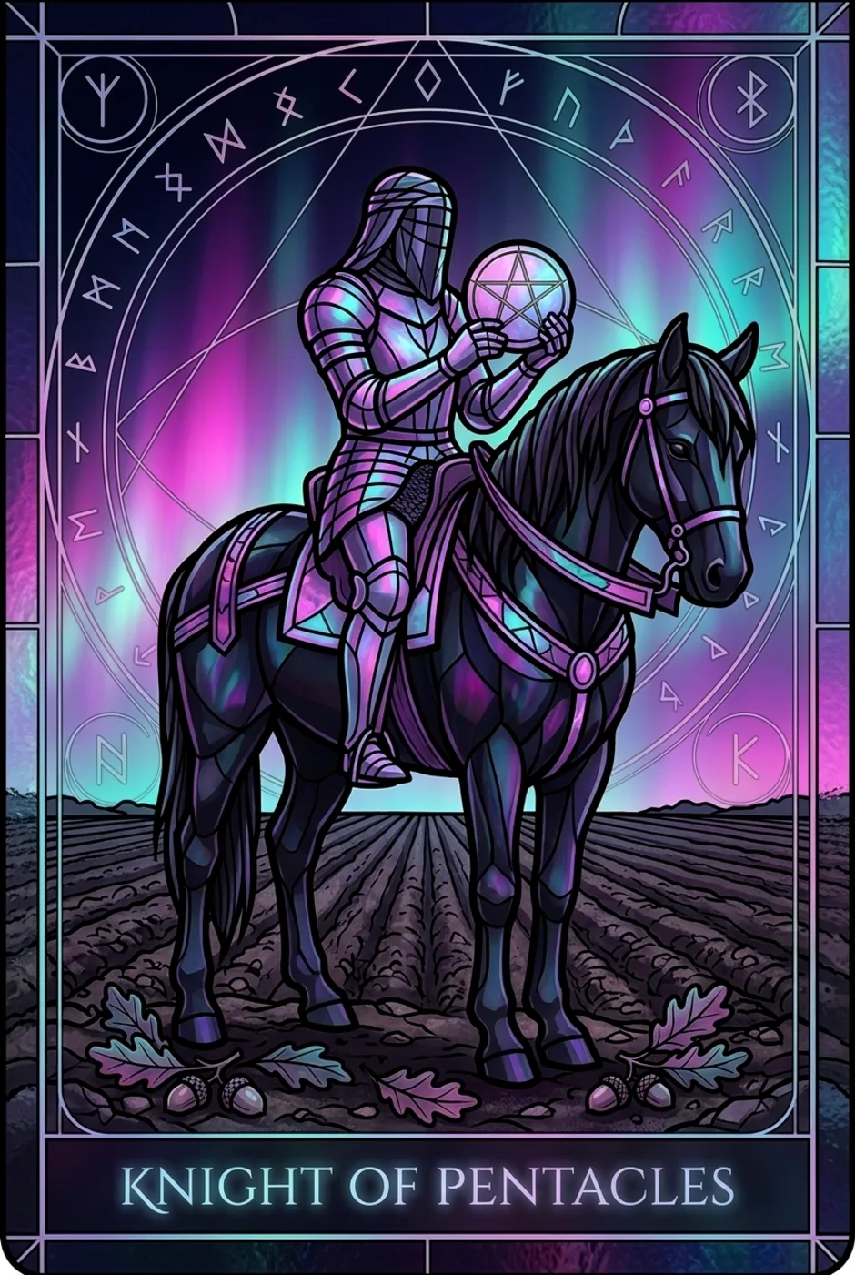 Knight of Pentacles, reversed, a Witching tarot card