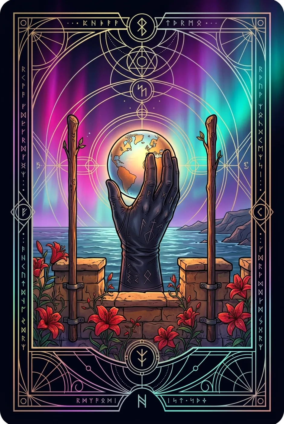 Two of Wands, reversed, a Witching tarot card