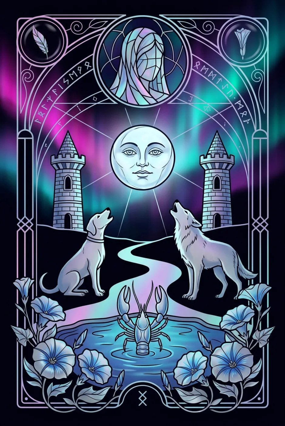 The Moon, upright, a Witching tarot card