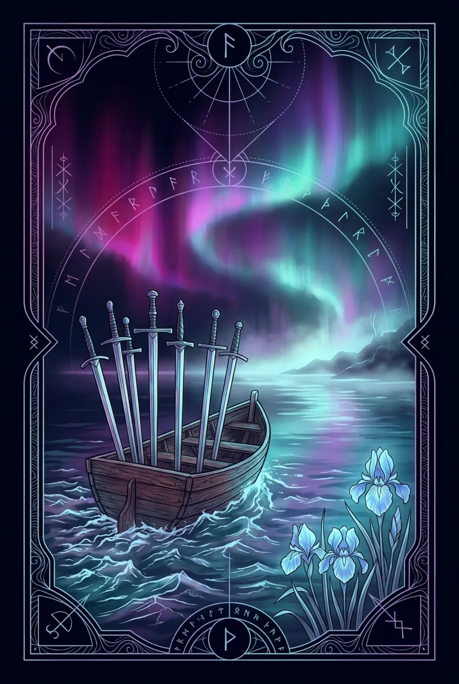 Six of Swords, reversed, a Witching tarot card