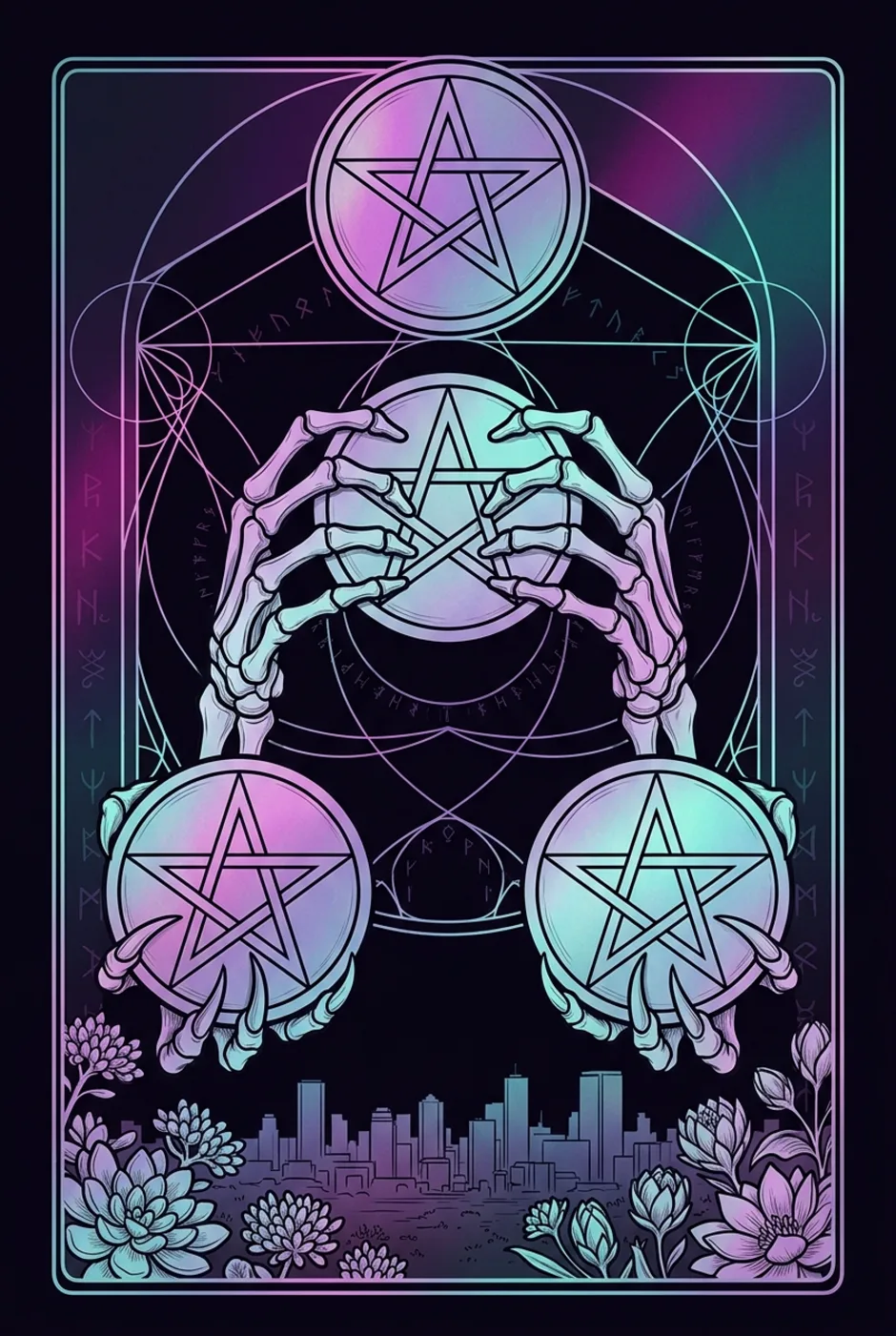 Four of Pentacles, reversed, a Witching tarot card
