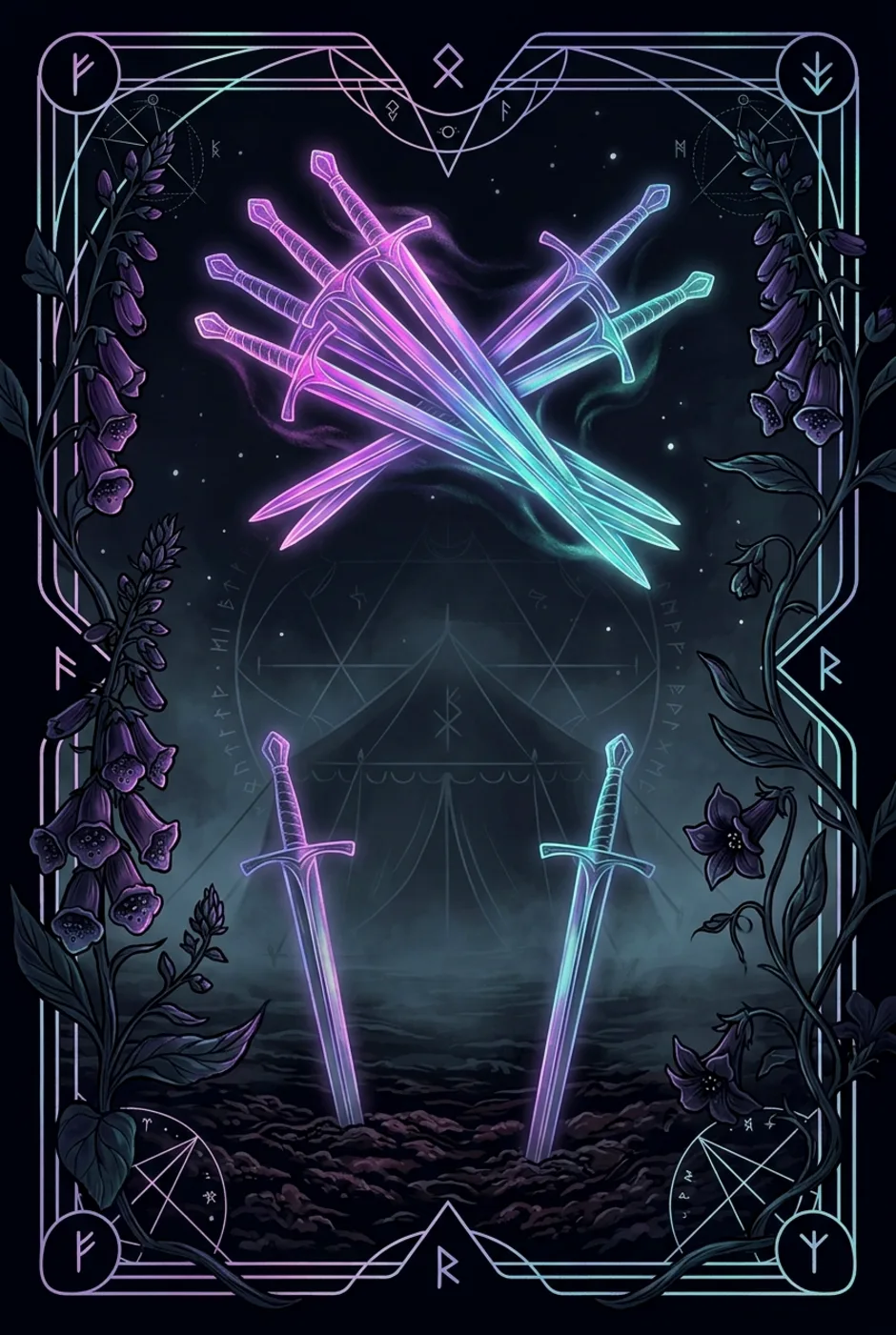 Seven of Swords, reversed, a Witching tarot card