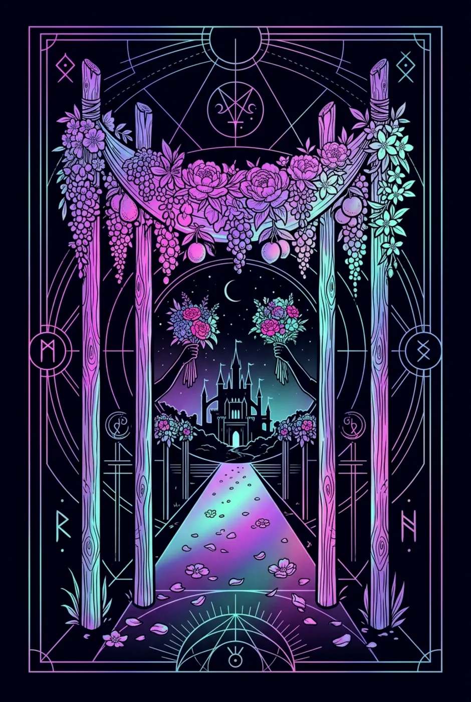 Four of Wands, reversed, a Witching tarot card