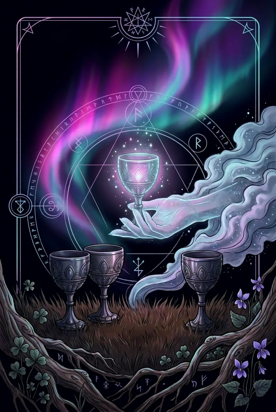 Four of Cups, upright, a Witching tarot card