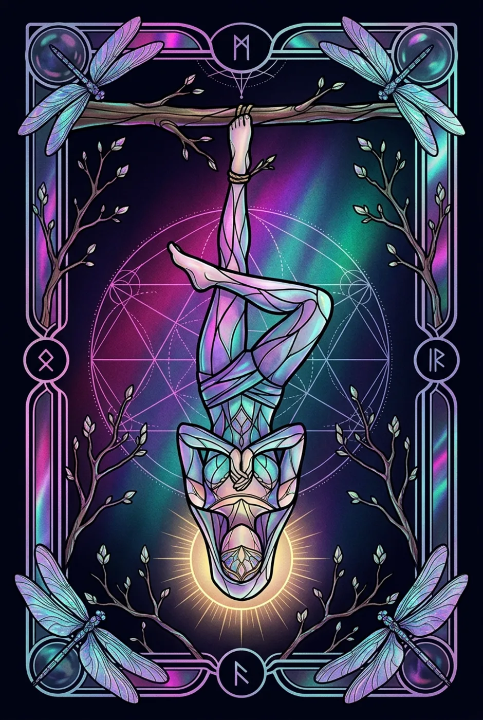 The Hanged Man, upright, a Witching tarot card