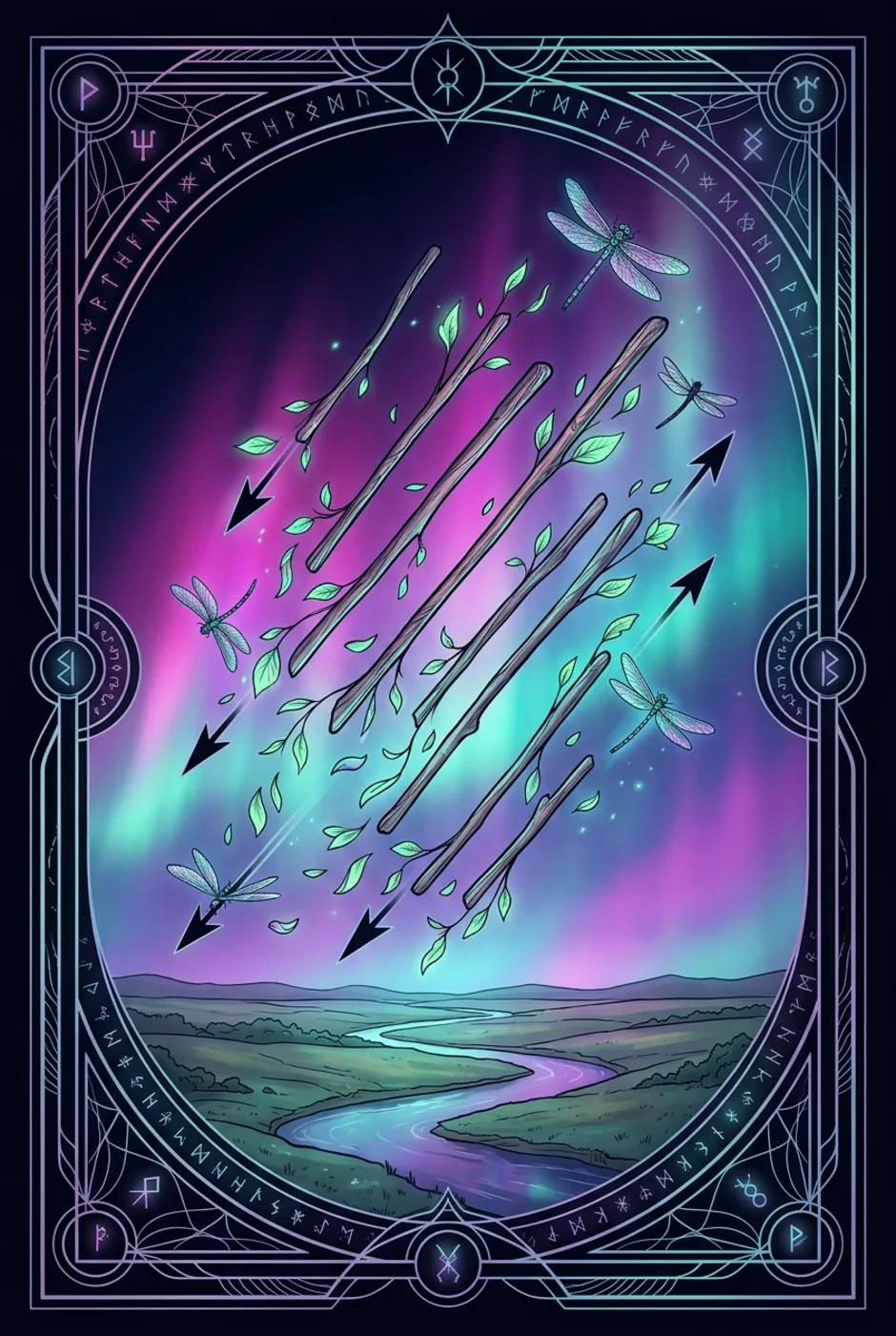 Eight of Wands, upright, a Witching tarot card