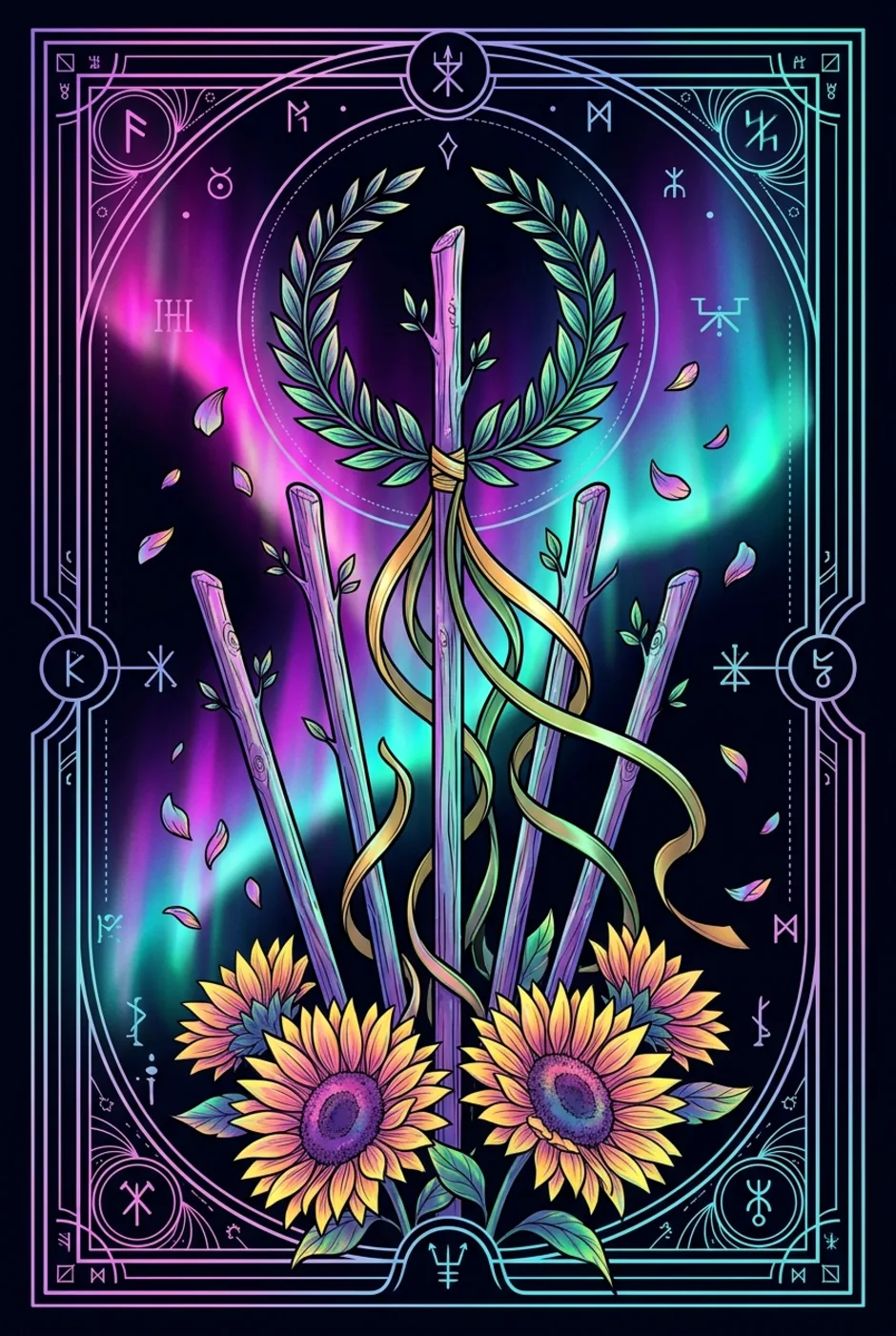 Six of Wands, upright, a Witching tarot card