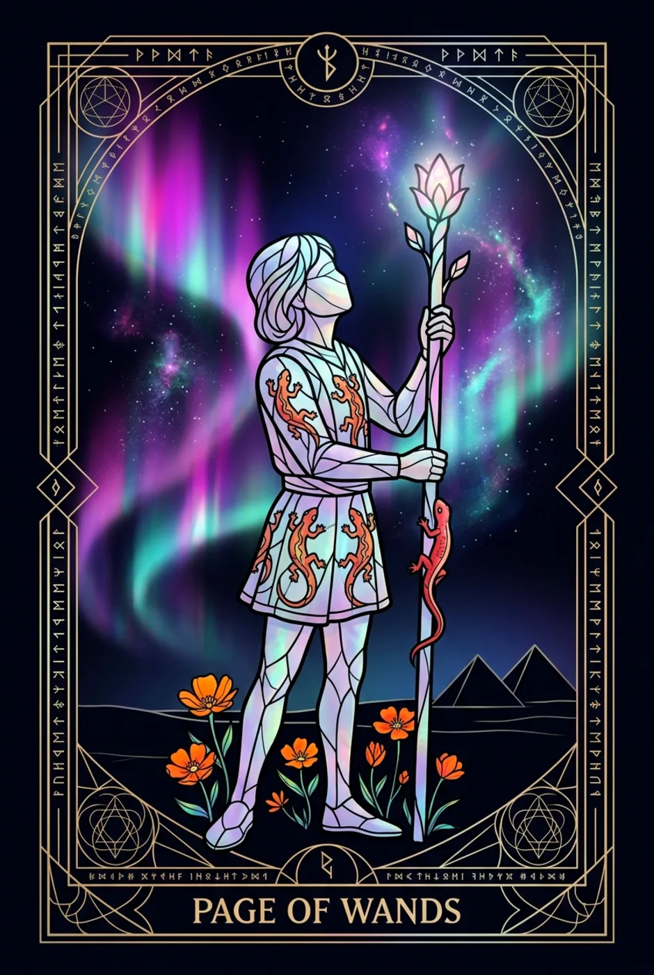 Page of Wands, upright, a Witching tarot card