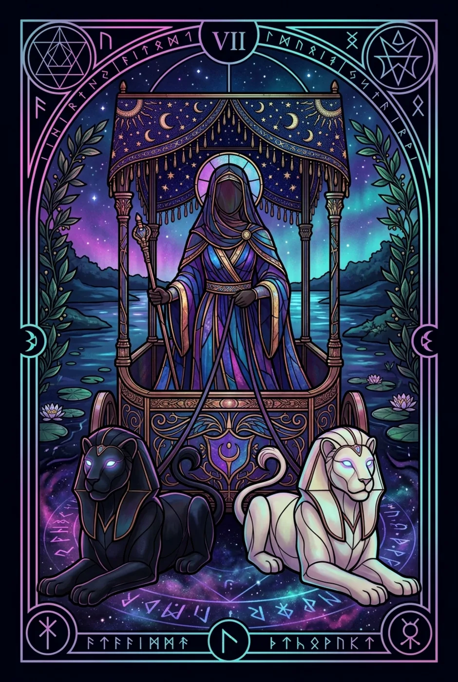 The Chariot, reversed, a Witching tarot card